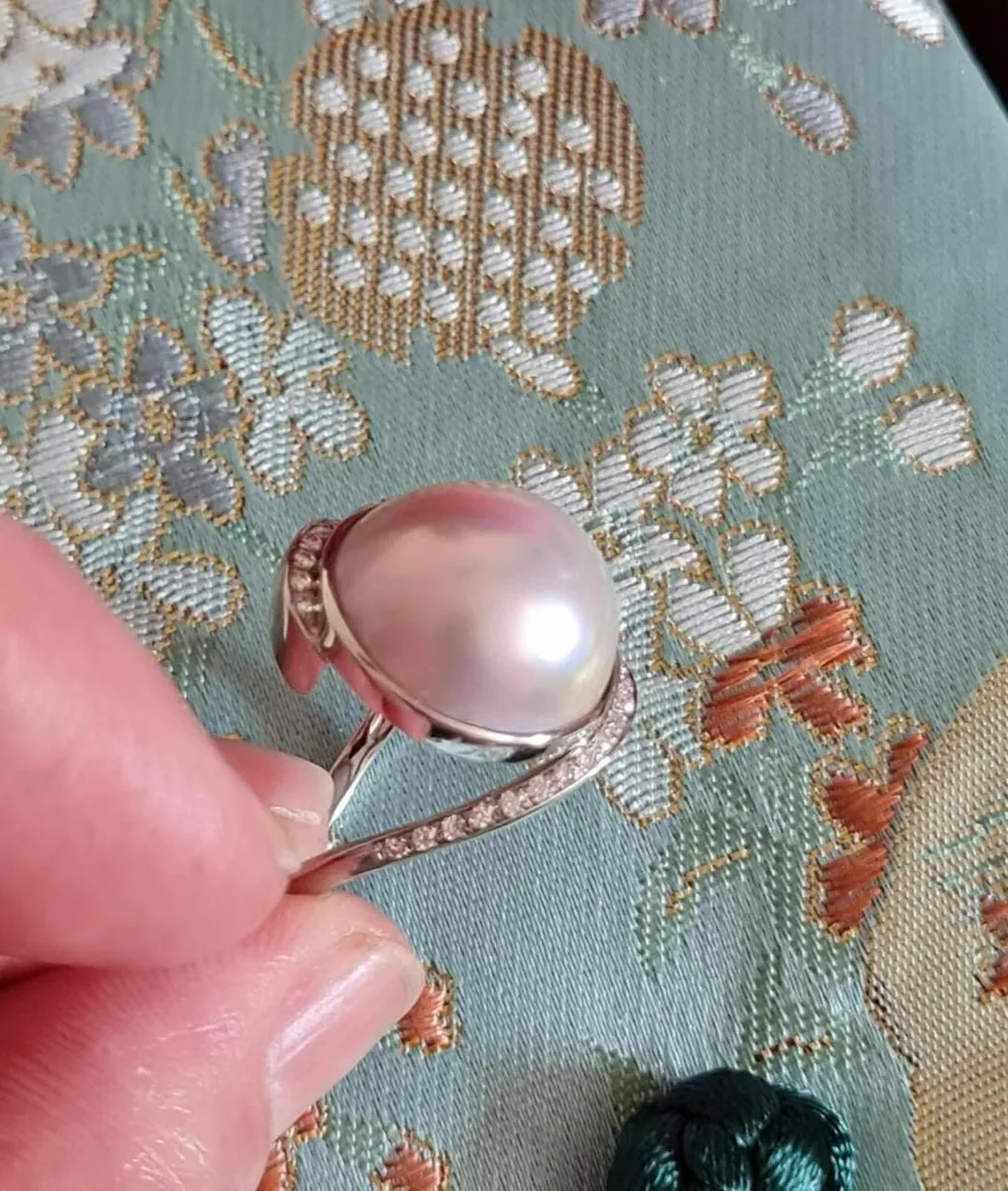 14 K White Gold Diamonds Mabe Ring Christmas gift - Image 4