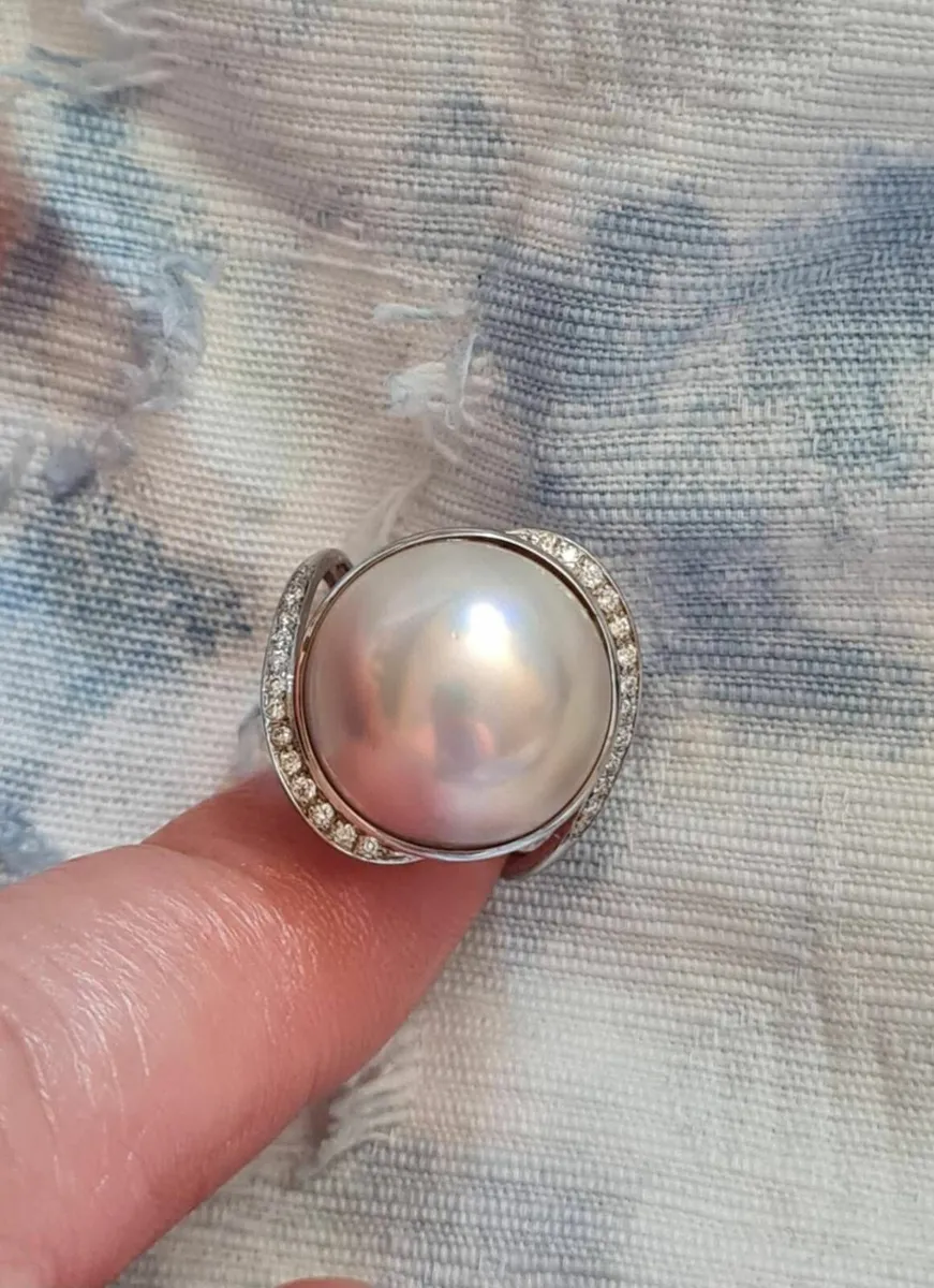 14 K White Gold Diamonds Mabe Ring Christmas gift - Image 1