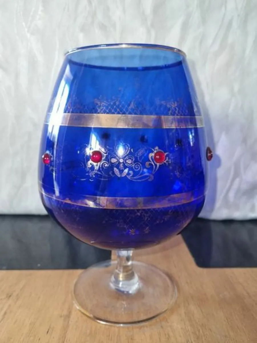 Large vintage Bohemia glass goblet - Image 2