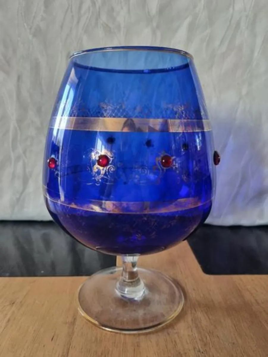 Large vintage Bohemia glass goblet - Image 3