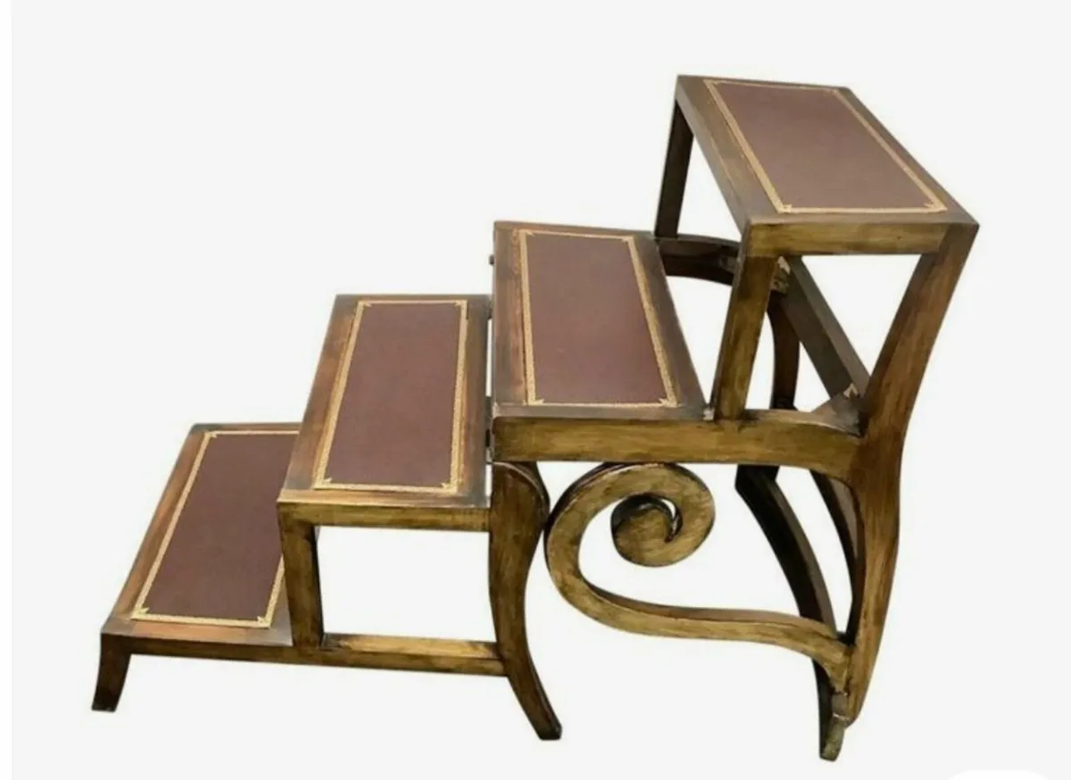 Mid Century Fold Up Library Chair With Leather Inl - Image 2