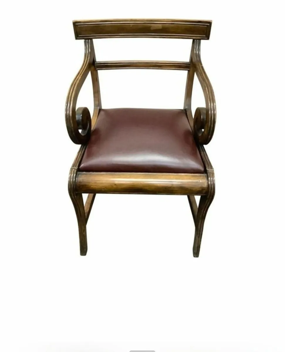 Mid Century Fold Up Library Chair With Leather Inl - Image 1
