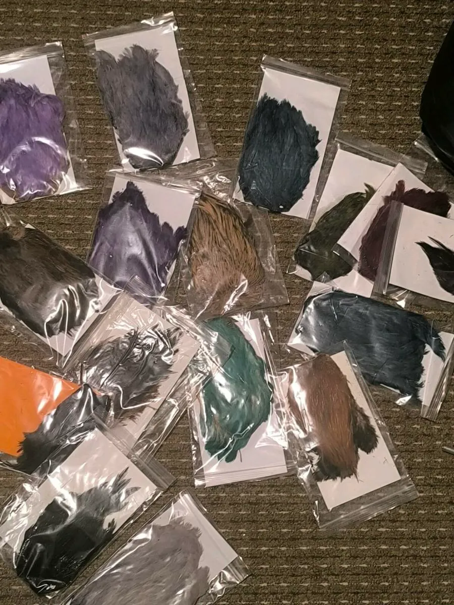 Fly tying capes saddles tinsels threads tools etc. - Image 1