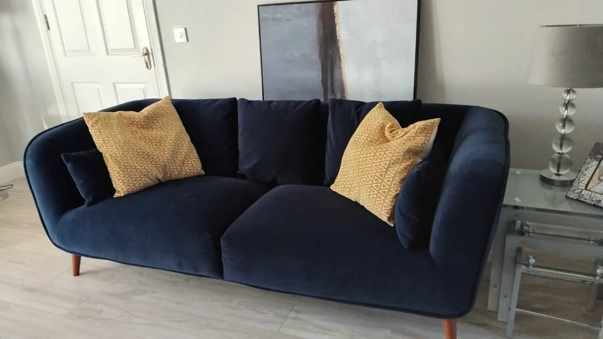 Navy 3 Seater Plush Bentley Sofa - Image 2