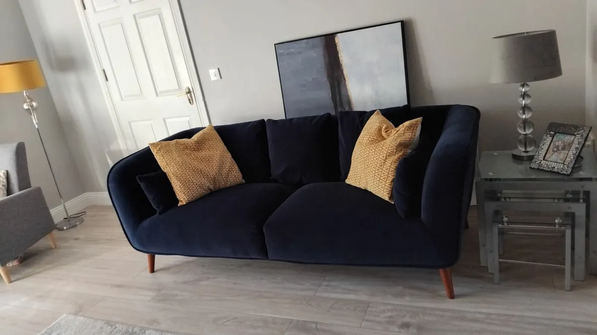 Navy 3 Seater Plush Bentley Sofa - Image 4