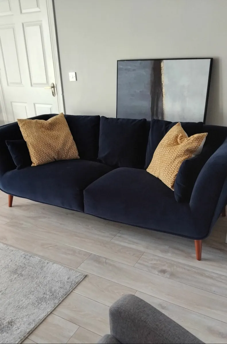 Navy 3 Seater Plush Bentley Sofa - Image 1
