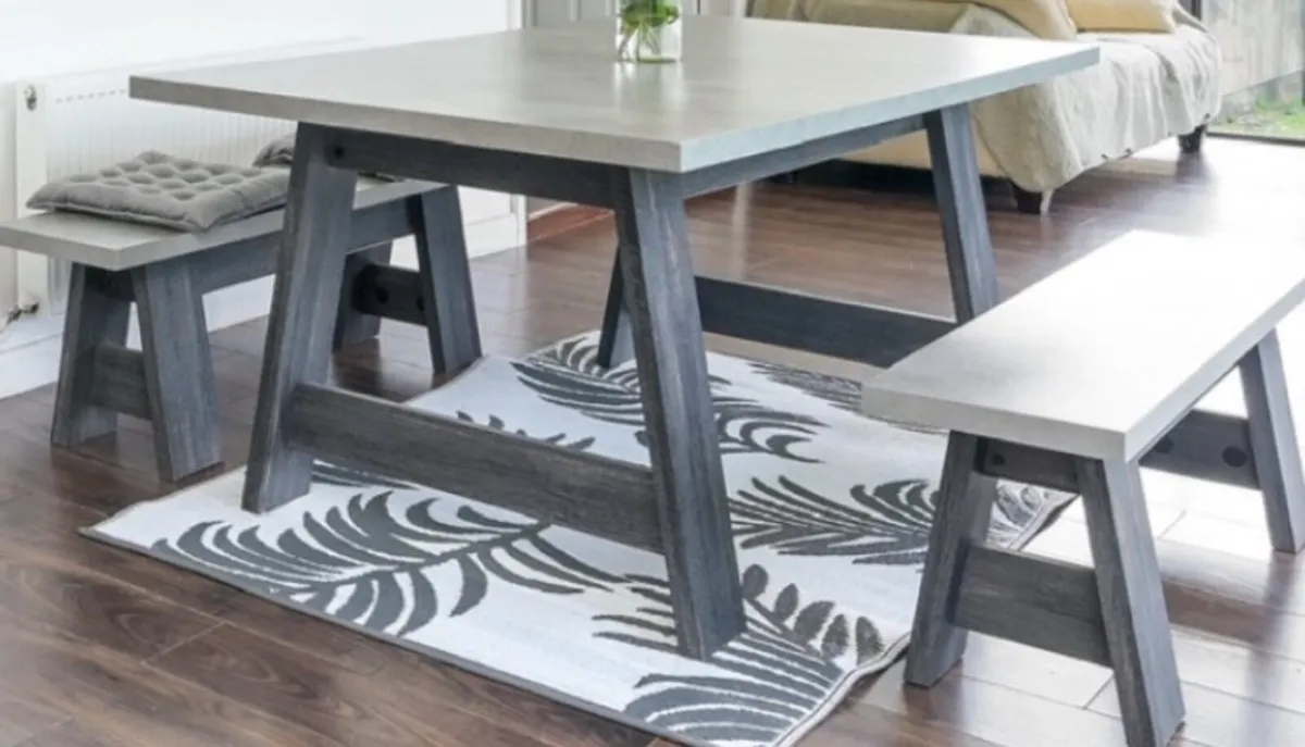 Kitchen / dining table with seat benches - Image 1