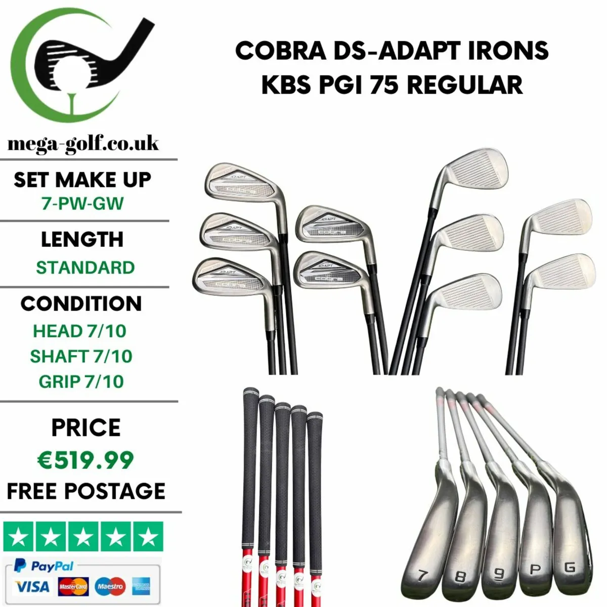 Cobra DS-Adapt Irons / 7-Pw-Gw /KBS PGI 75 Regular - Image 1