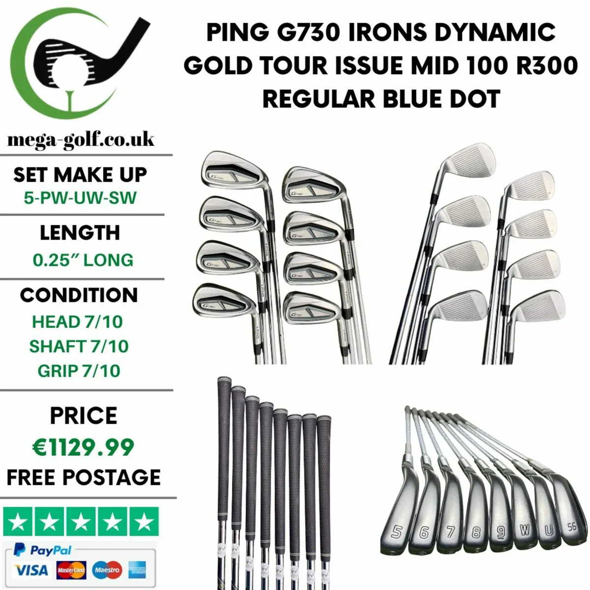 Ping G730 Irons / 5-Pw-Uw-Sw / Regular / Blue Dot - Image 1