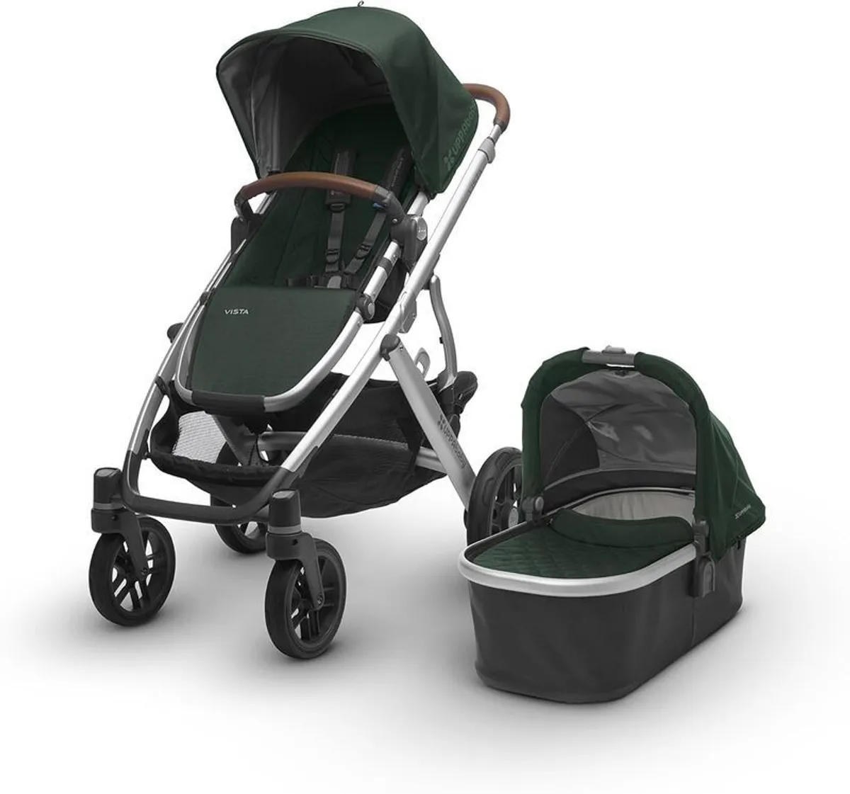 UPPAbaby Vista Austin (Hunter Green/Silver/Saddle Leather), prams + buggy, no car seats included - Image 1