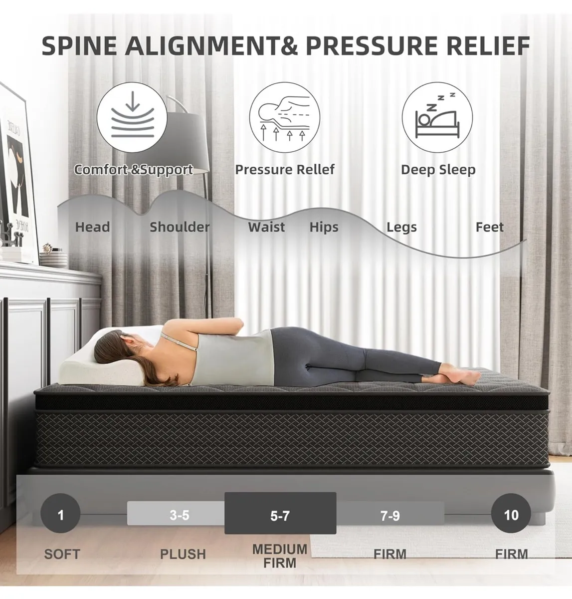 Single Mattress 3FT, 10 Inch Foam and Spring Hybri - Image 4