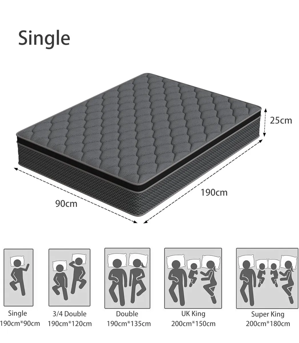 Single Mattress 3FT, 10 Inch Foam and Spring Hybri - Image 3