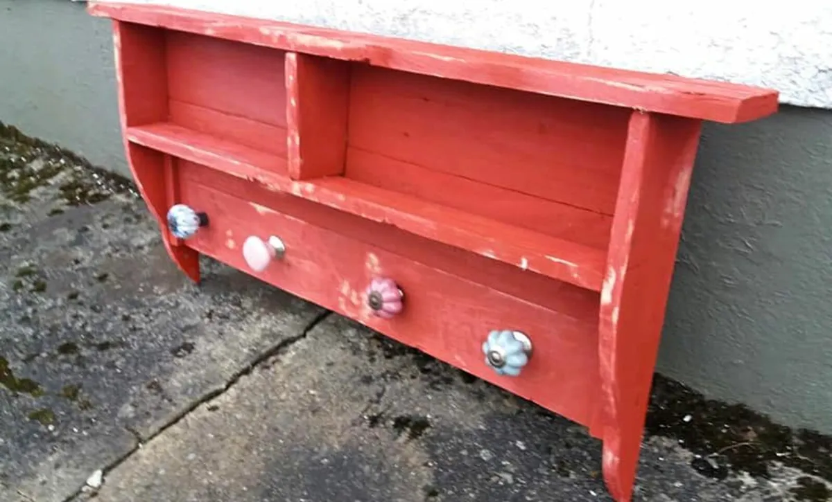 Rustic Floating Cubby Shelf / Coat n Hat Rack - Image 2