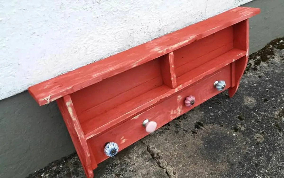 Rustic Floating Cubby Shelf / Coat n Hat Rack - Image 4