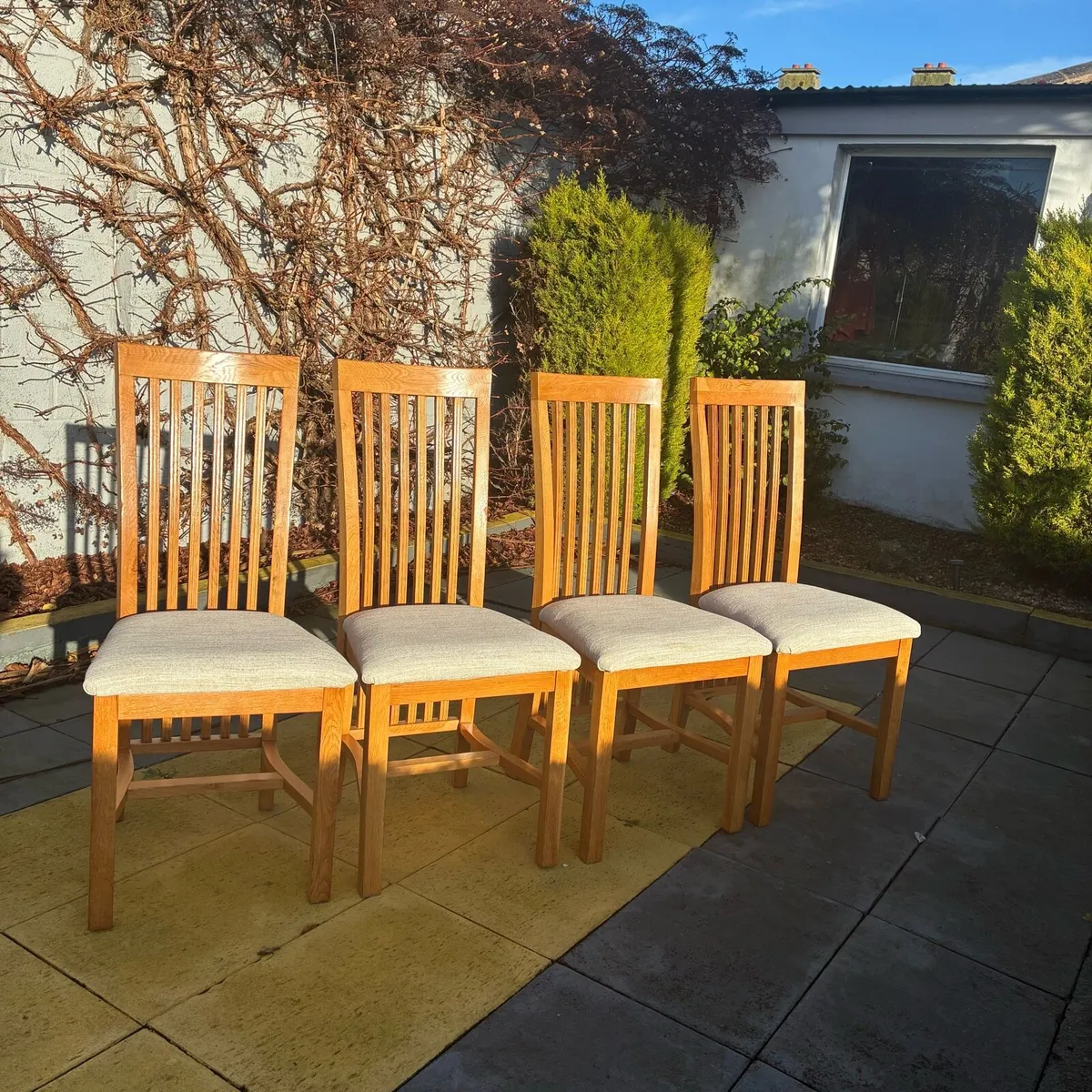 4 solid Oak Kitchen Chairs - Image 3