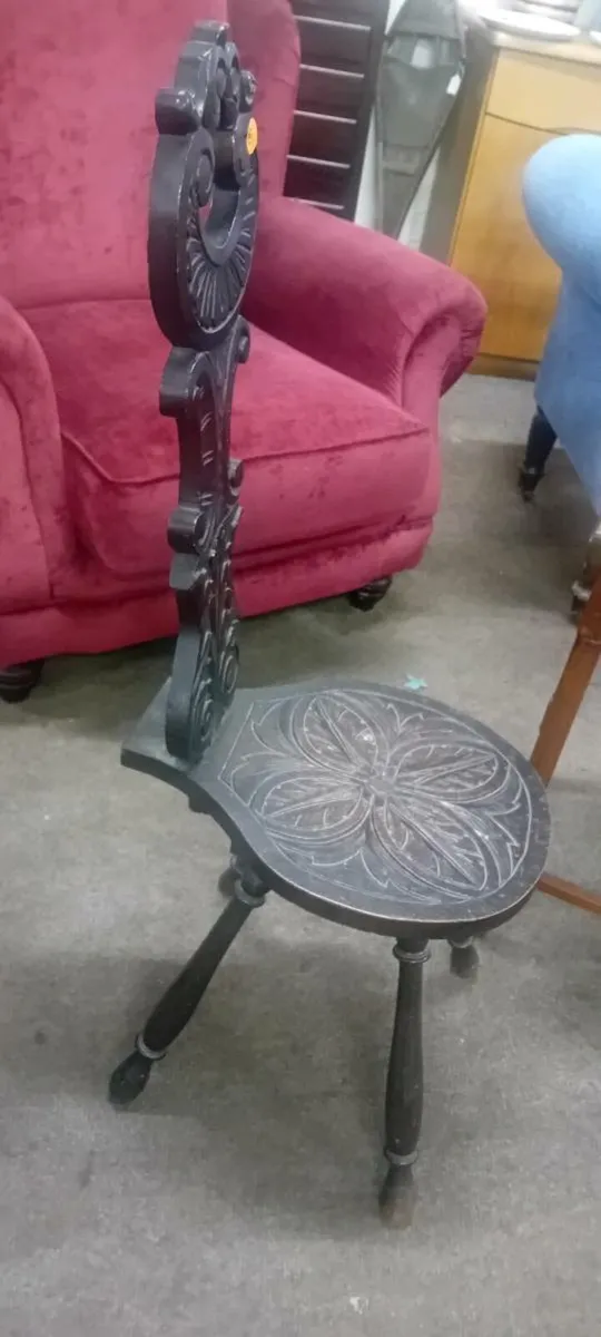 Antique Carved Oak Spinning Chair