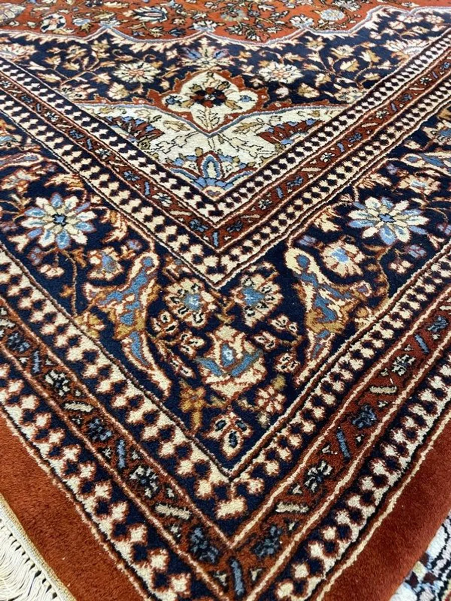 Large Hand Knotted Ghom Rug - Image 4