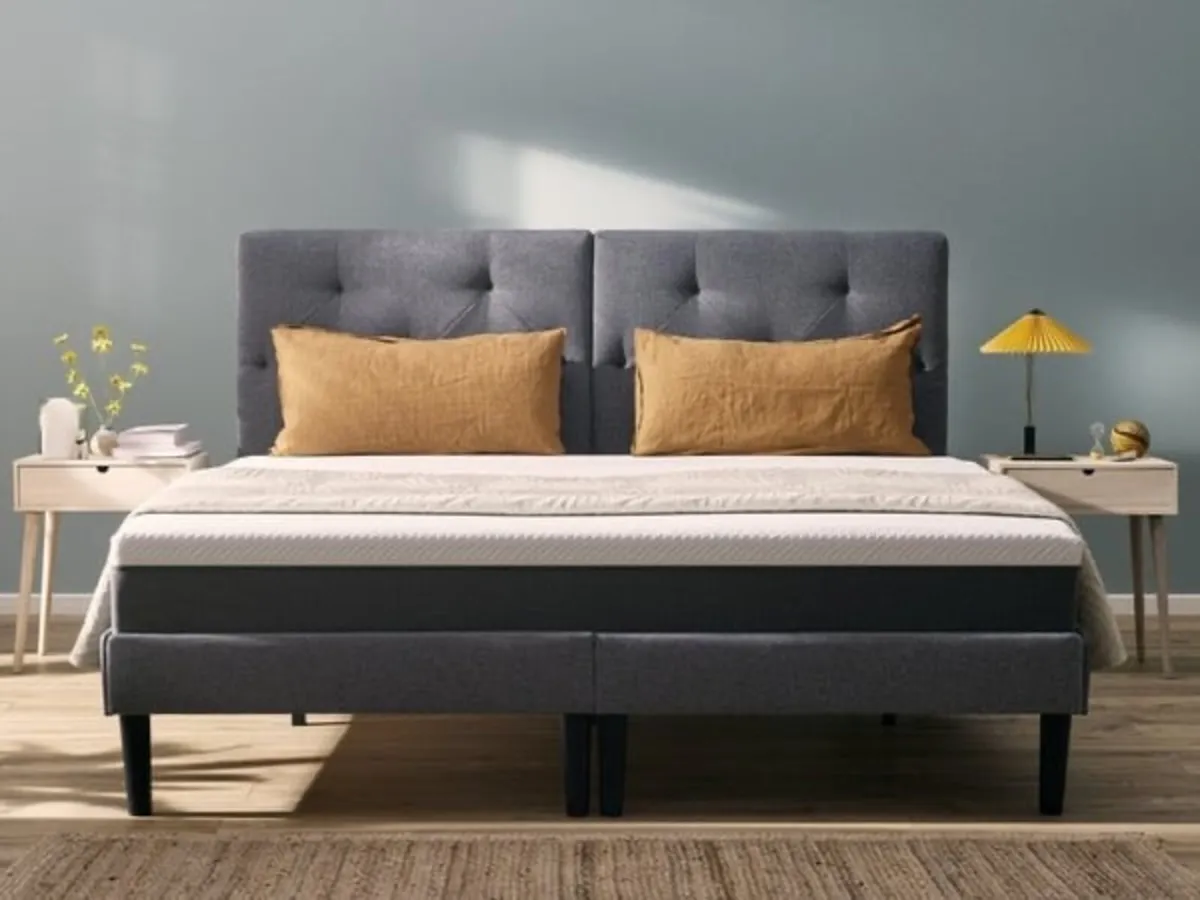 King size grey fabric bed frame - Image 2