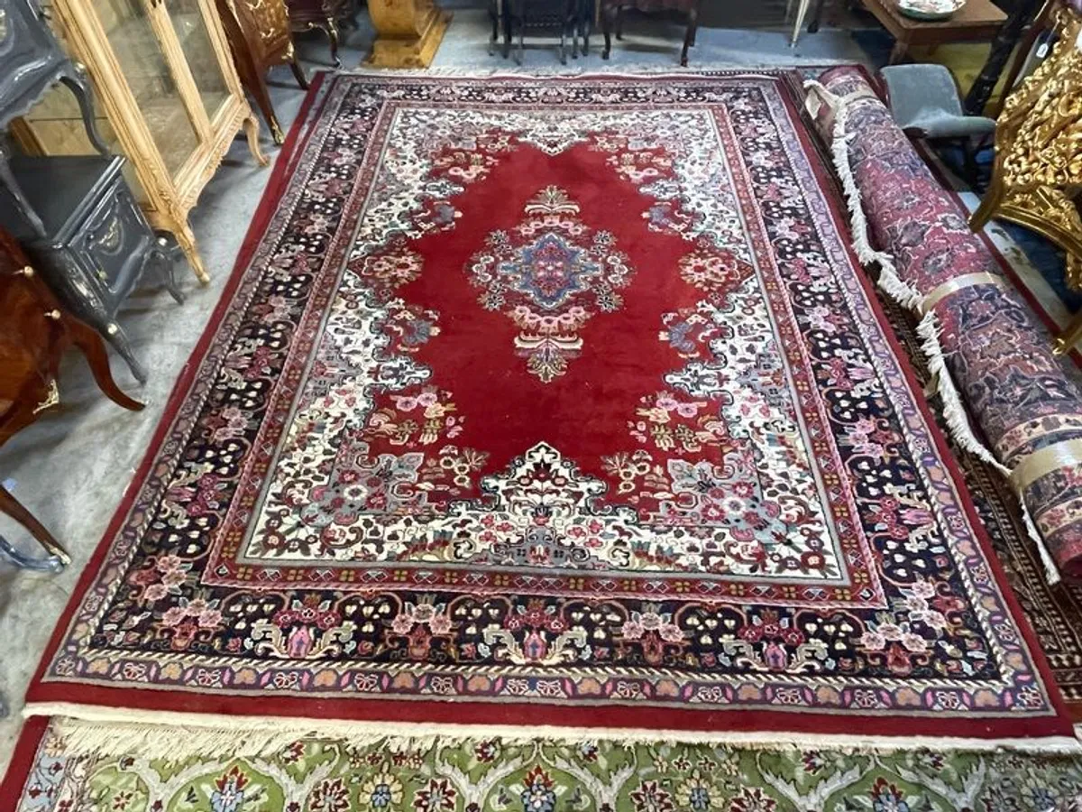 Large Vintage Kerman Wool Rug - Image 1