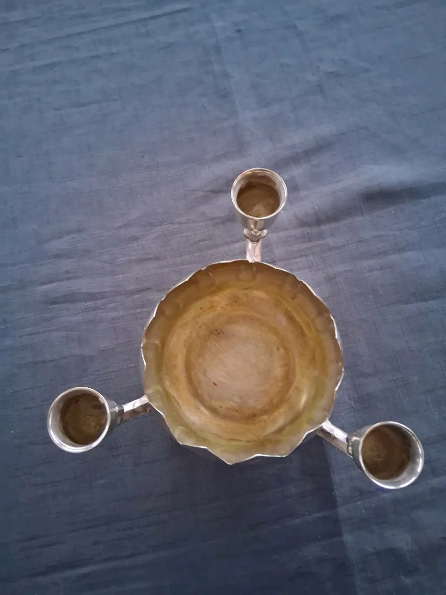 Vintage Silver Plated Lotus Candlestick Holder - Image 2