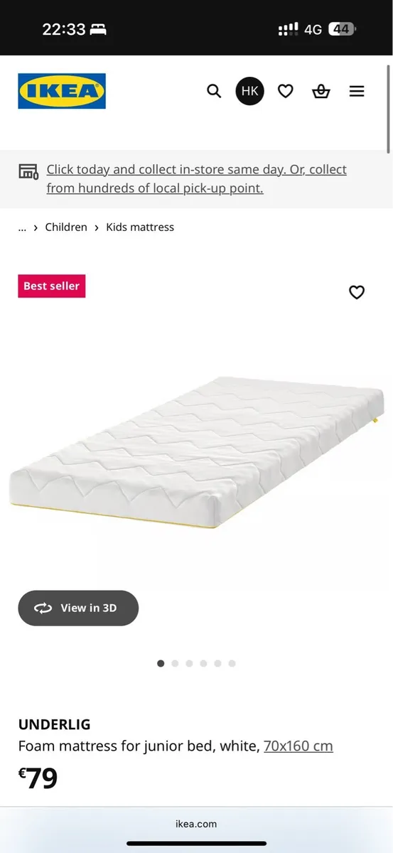 IKEA KRITTER bed with mattress. - Image 2