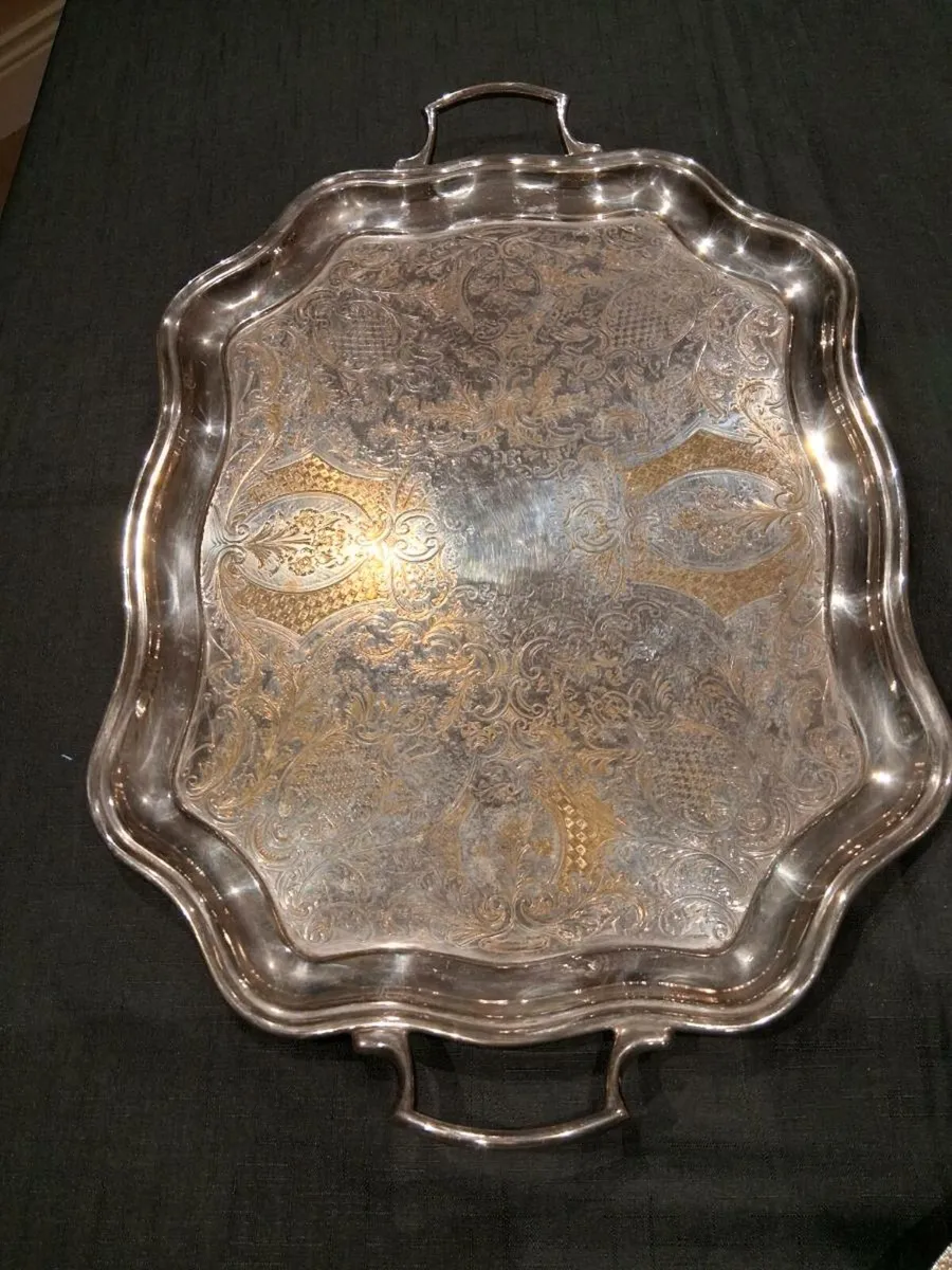 Large Silver Plated On Copper Tray - Image 1
