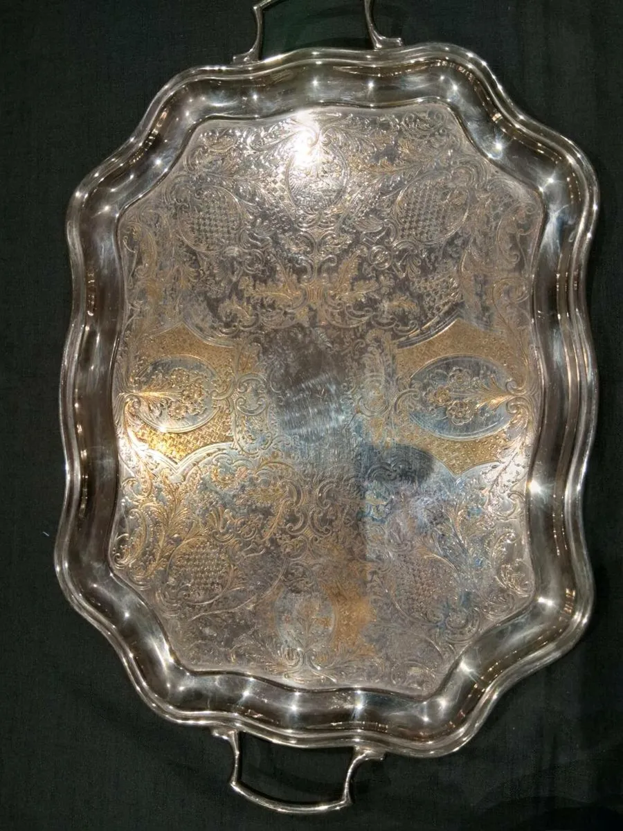 Large Silver Plated On Copper Tray - Image 2