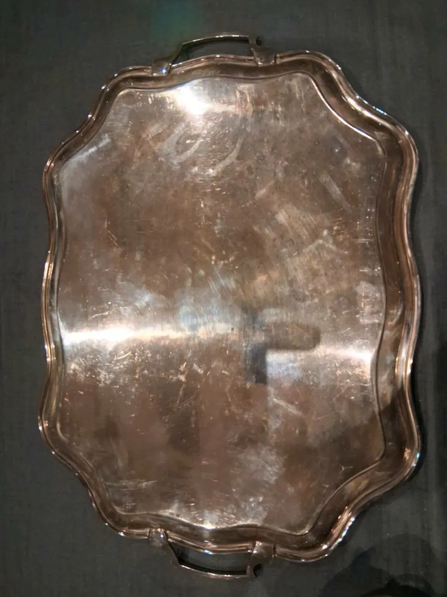 Large Silver Plated On Copper Tray - Image 3