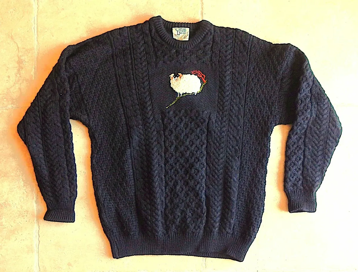 Gents Aran Carrig Donn Black Pure Wool Jumper - Image 1