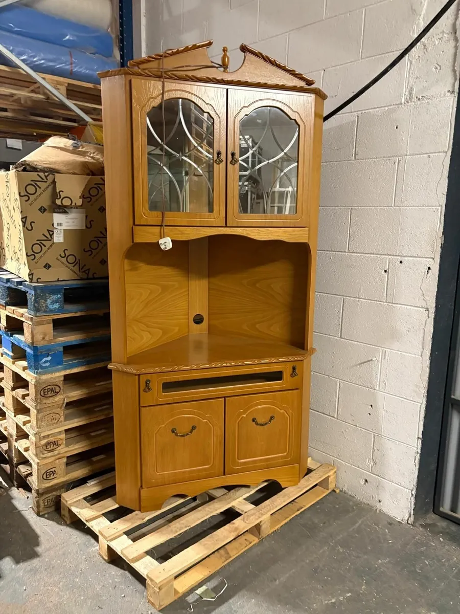 Oak Finish Corner Unit with Light - Image 2