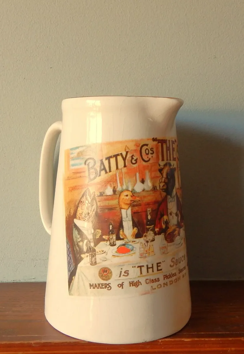 Large Vintage Batty & Co “The Sauce” Ceramic Jug - Image 1