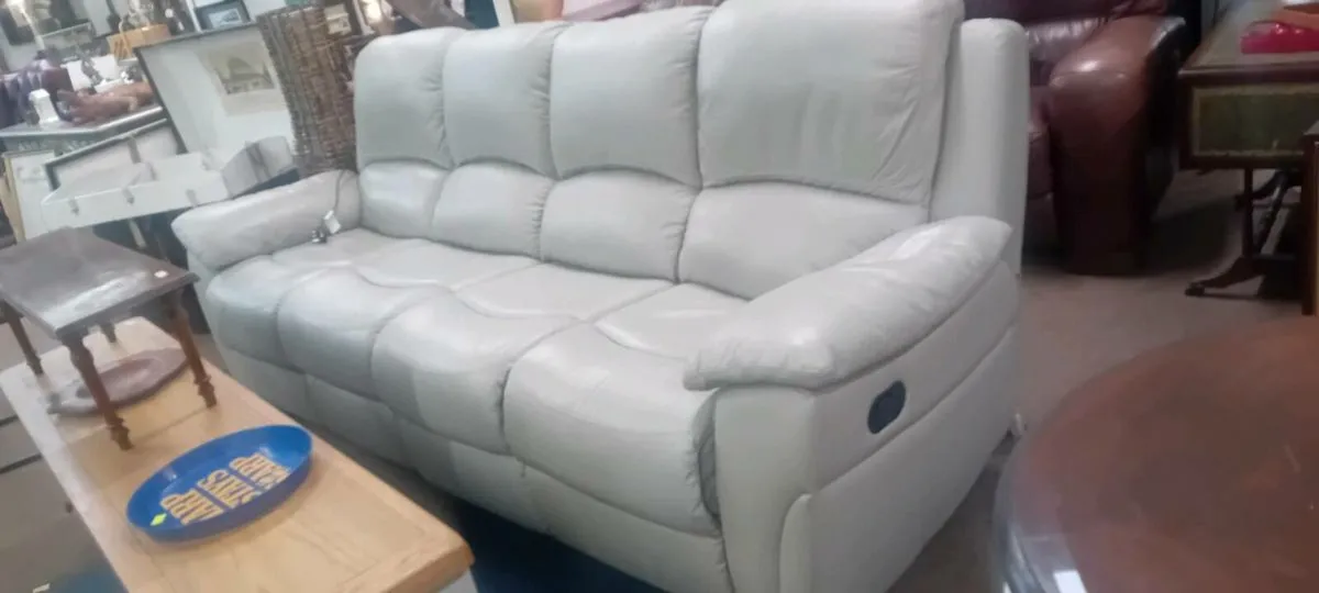 Large Four Seat Leather Recliner - Image 1