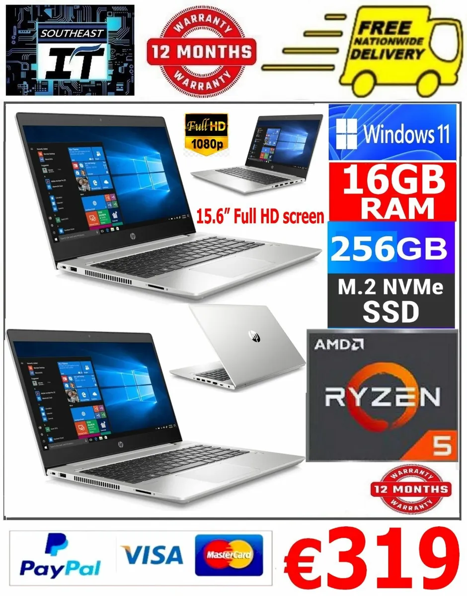 Hp Ryzen 5 16gb ram 256gb nvme Win 11 pro Laptop - Image 1