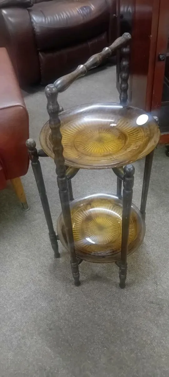 Antique Amber Glass Cake Stand
