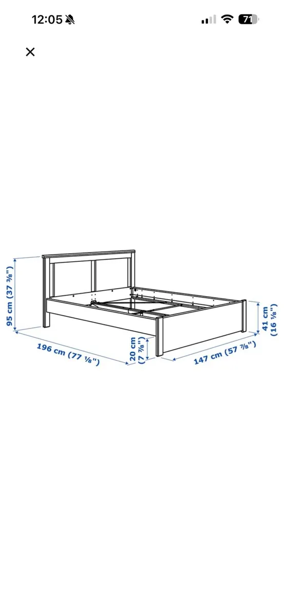 IKEA double bed frame with mattress - Image 3