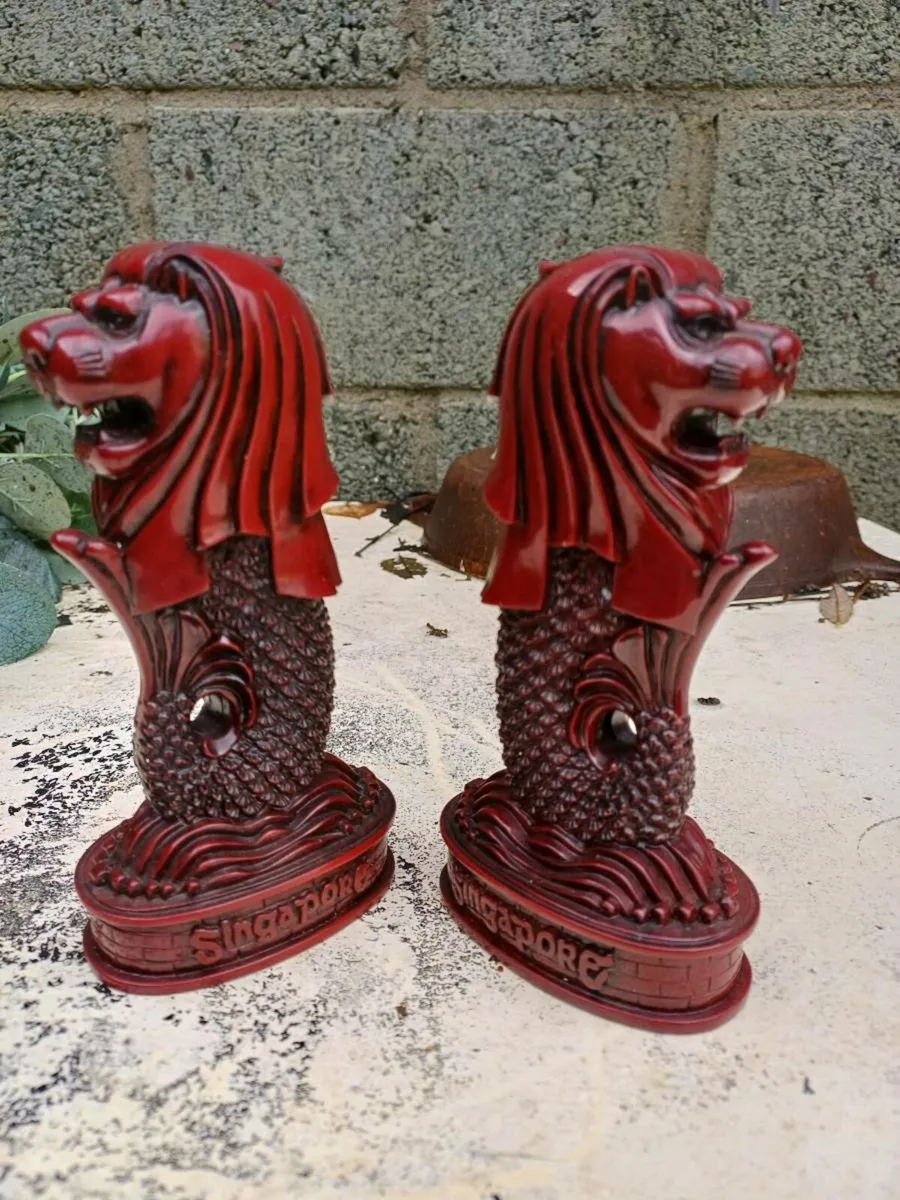 Vintage Merlion Sealion Statues - Image 1