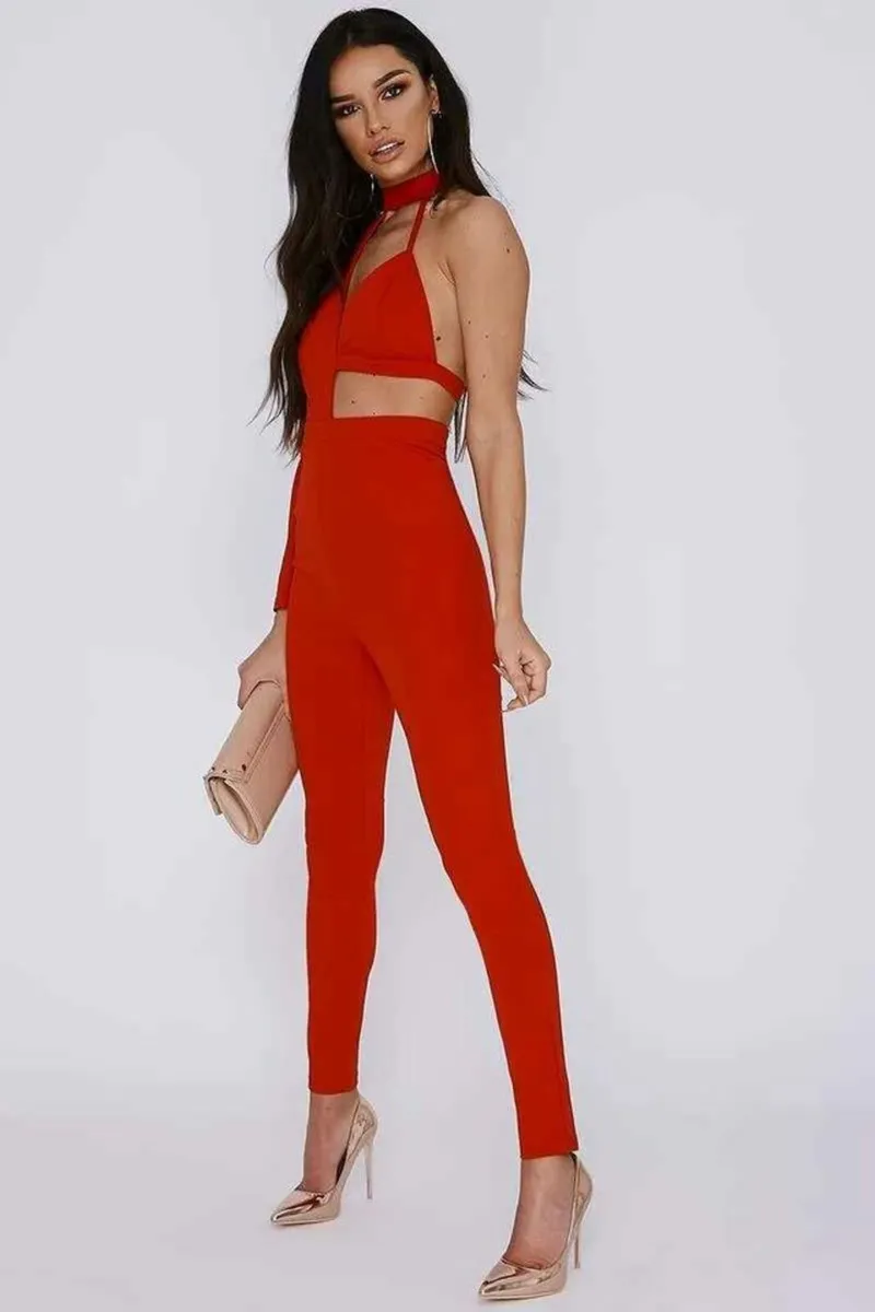Tall Red Asymmetric High Neck Jumpsuits nw with ta - Image 3