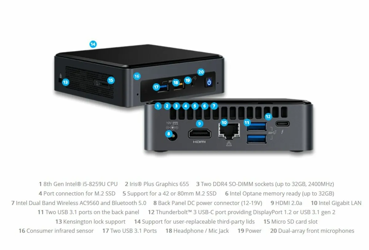 Intel NUC 8 Mini PC | Win 11, Core i5, 256GB/16GB - Image 3