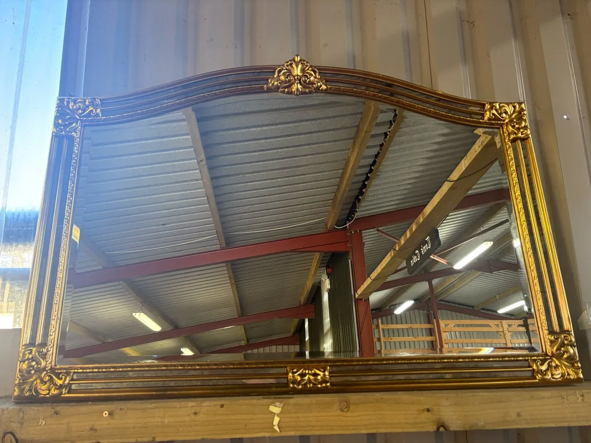 Gilt bevelled overmantle mirror - Image 2