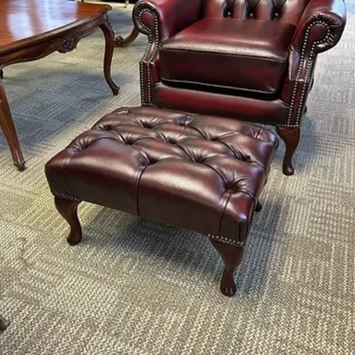 Chesterfield footstool - OXBLOOD
