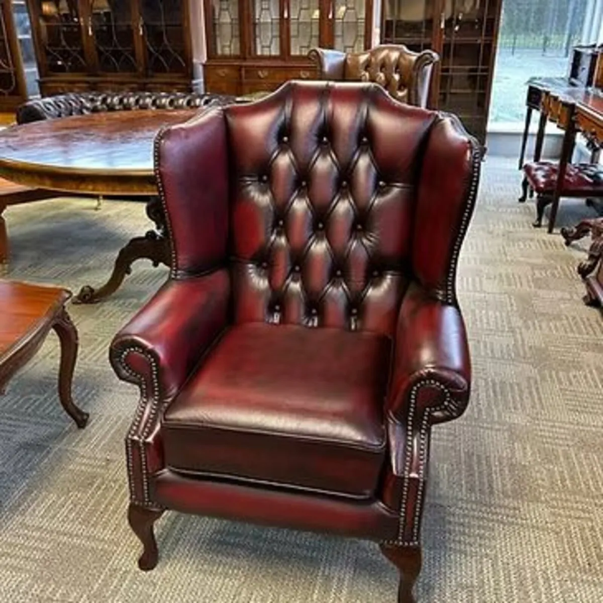 Queen Anne high back straight winged Chesterfield