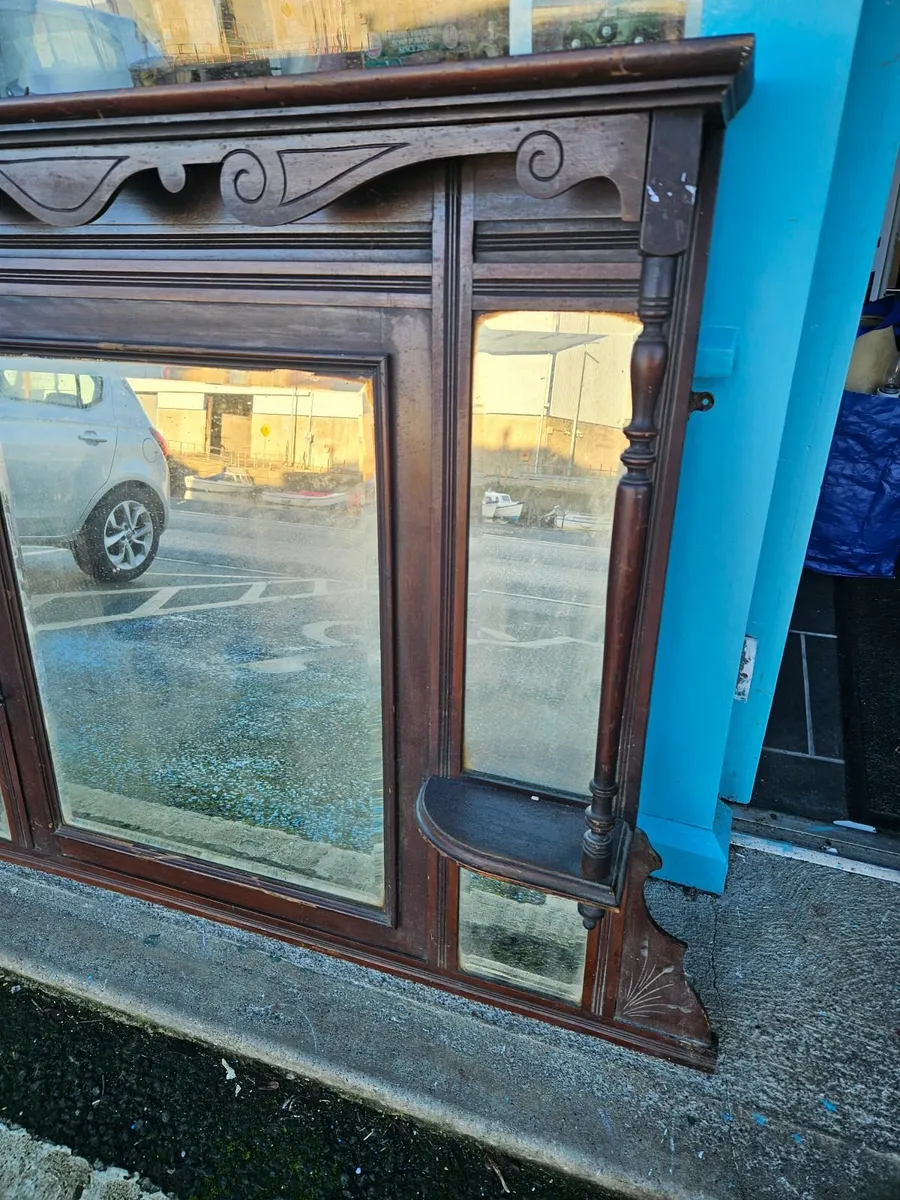 Vintage Antique Overmantle Mirror - Image 4