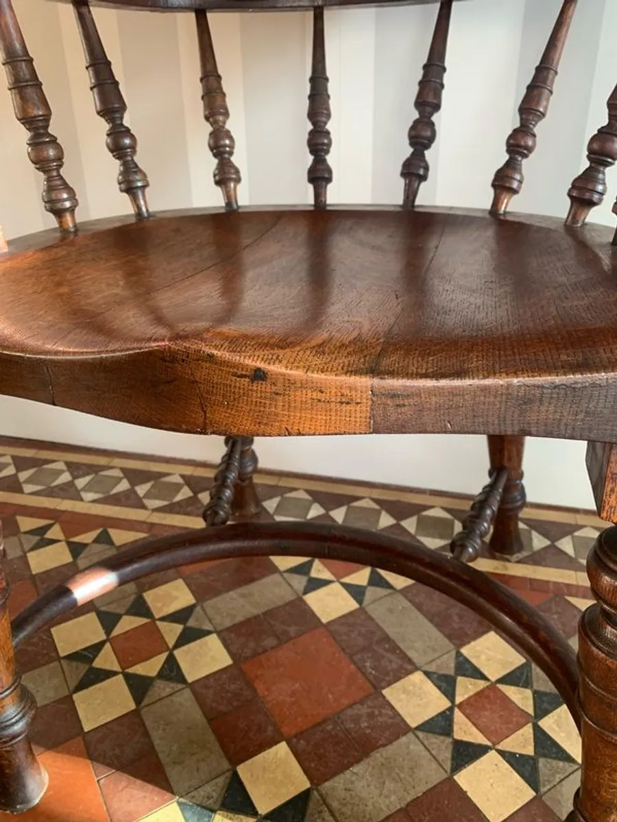 Victorian Oak Captains Chair. - Image 3