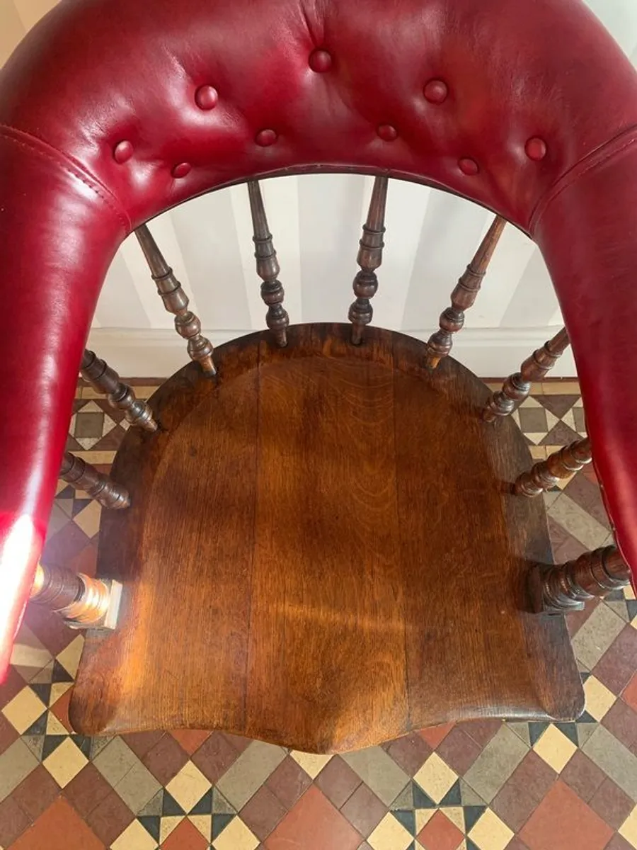 Victorian Oak Captains Chair. - Image 4