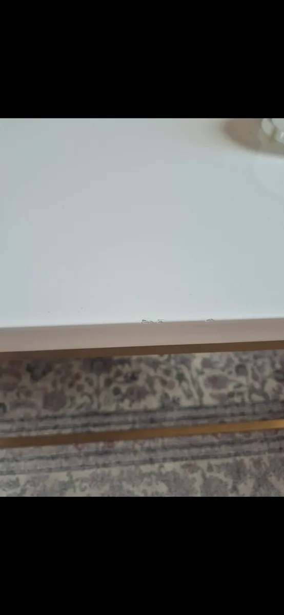 Coffee table white glass and brass from Browsers - Image 2