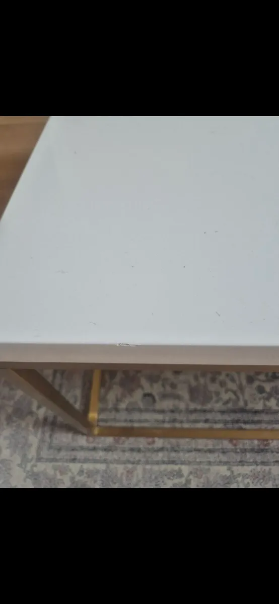 Coffee table white glass and brass from Browsers - Image 3