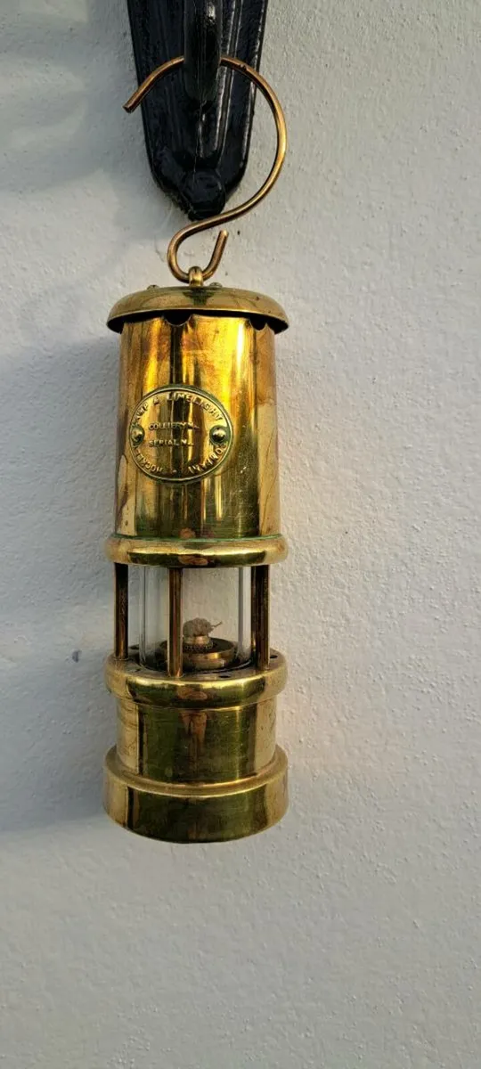 Old brass  medium  miners  lamp