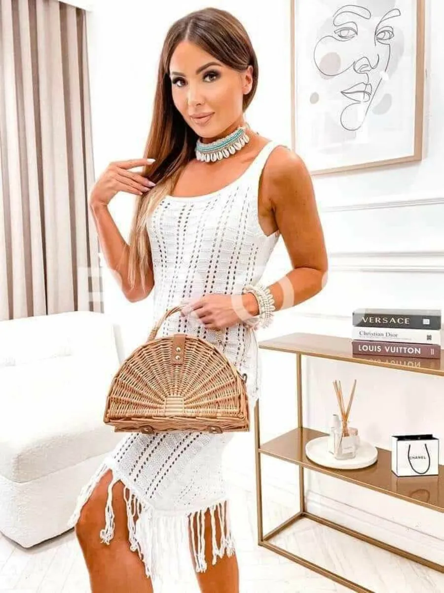 Boho Knitted Dress With Fringes 6-12 - Image 4