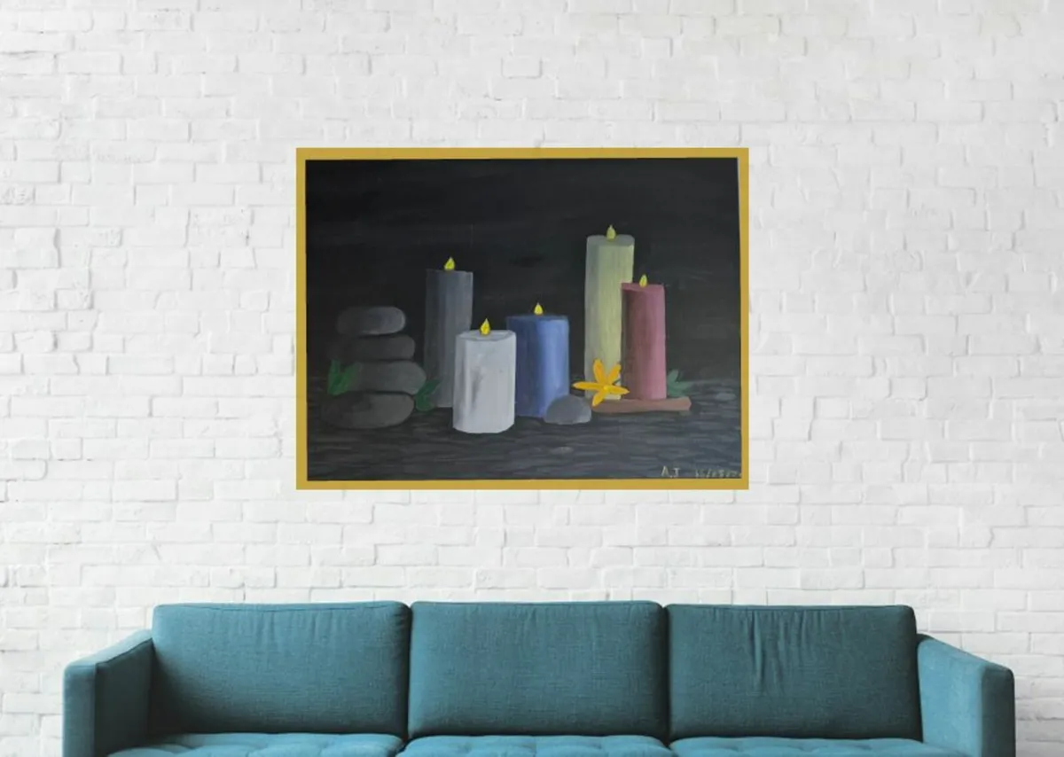 Candlelight Painting - Handmade Acrylic on Canvas - Image 1
