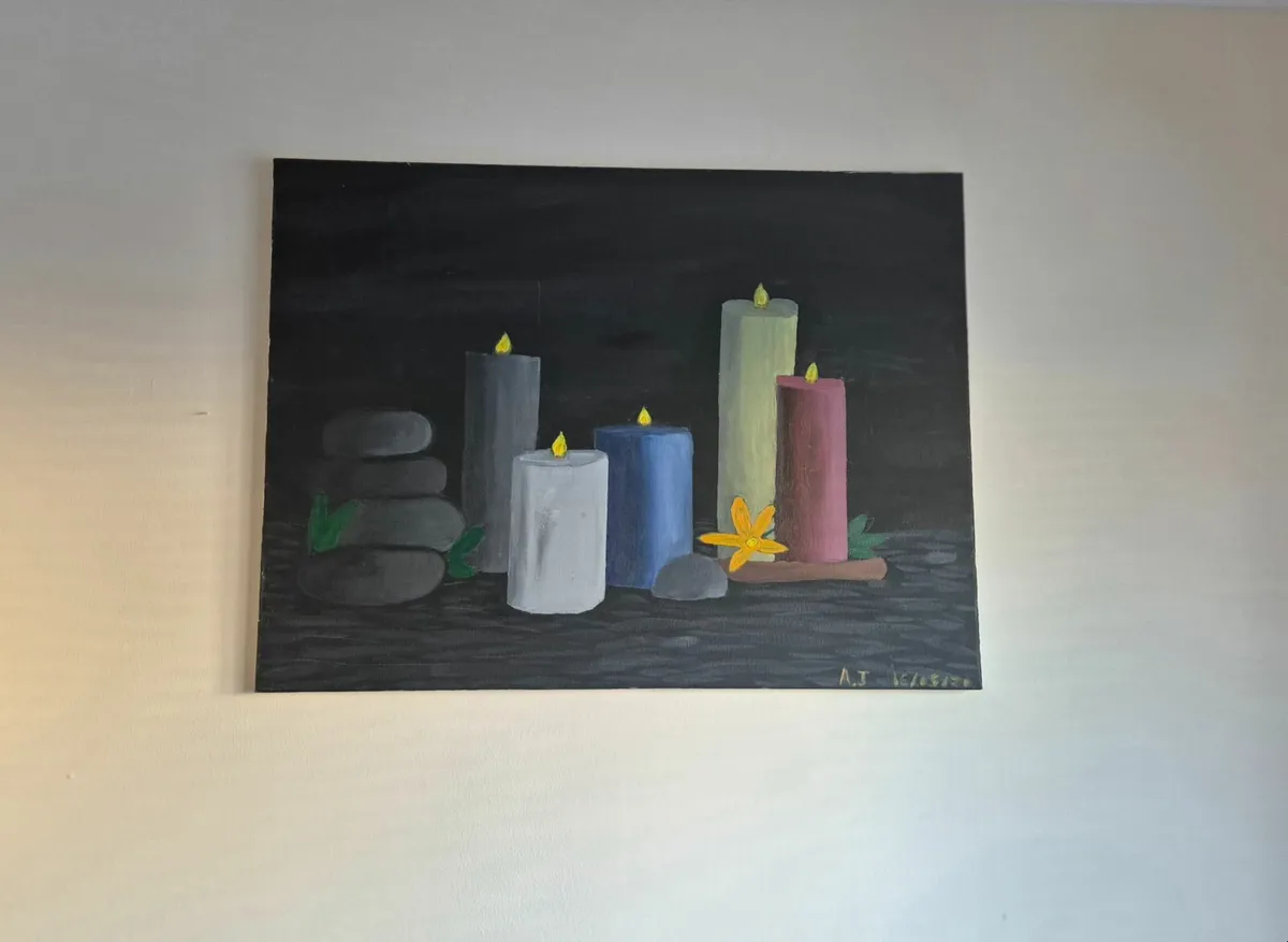 Candlelight Painting - Handmade Acrylic on Canvas - Image 2